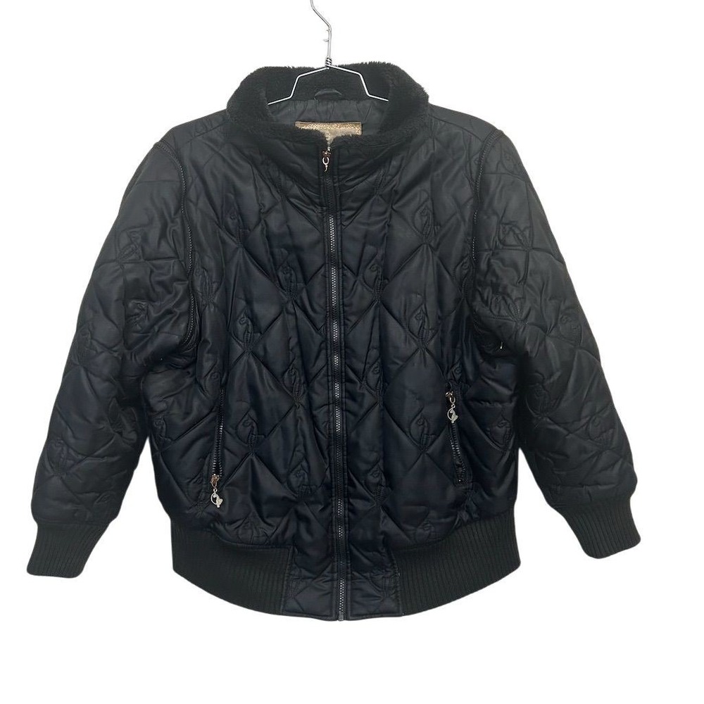 Baby Phat Jacket Womens Extra Large Black Quilted Puffer Winter Y2K Casual Coat